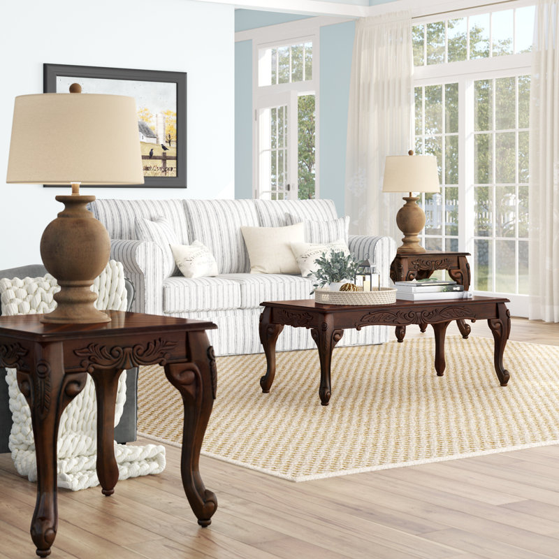 Brown wood coffee table sets discount